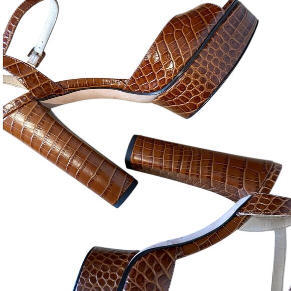 Jimmy Choo Peachy 125 Brown Croc Platform High Heel Sandals 39.5 - Picture 6 of 10